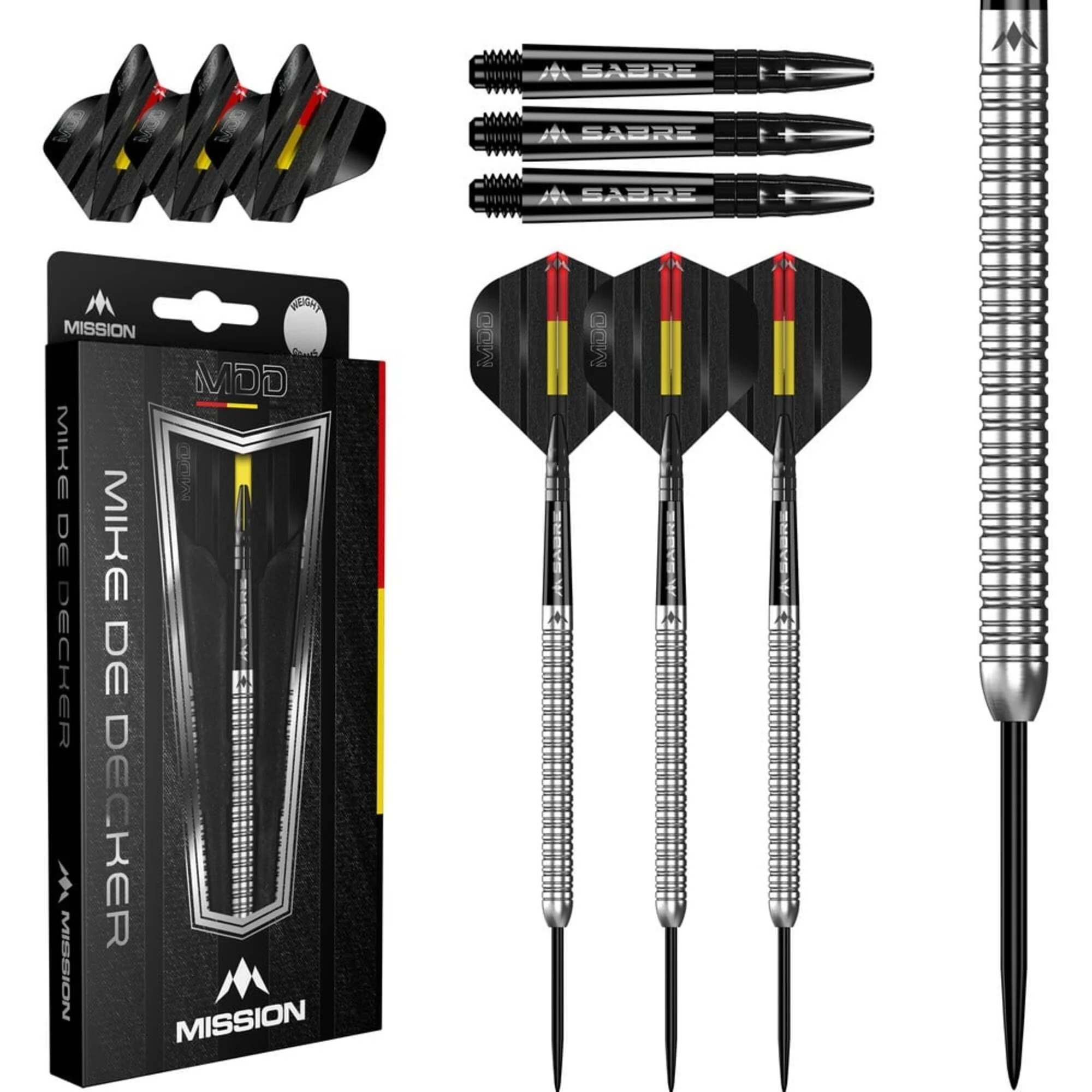 Mike De Decker Darts 95% Tungsten Silver Mission - Steeldart
