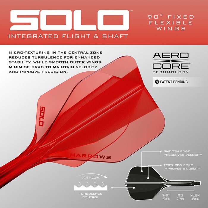 Harrows Solo Integrated Flight- Shaftsystem - No6 Shape - Red