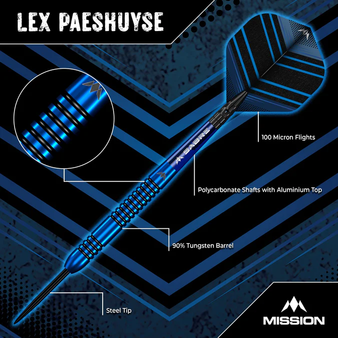 Mission Lex Paeshuyse Darts - 90% Blue & Black - Steeldart