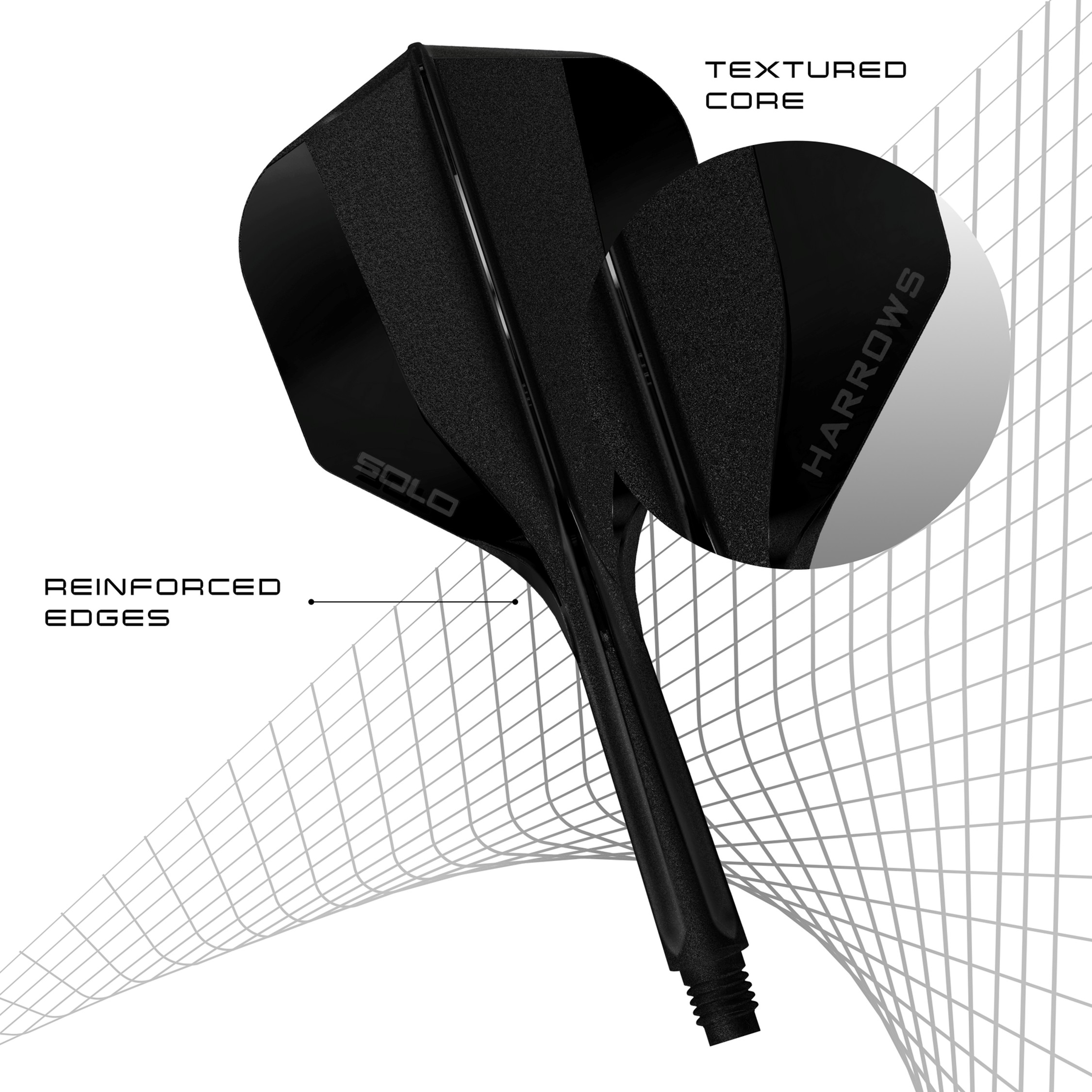 Harrows Solo Integrated Flight- Shaftsystem - No6 Shape - Black