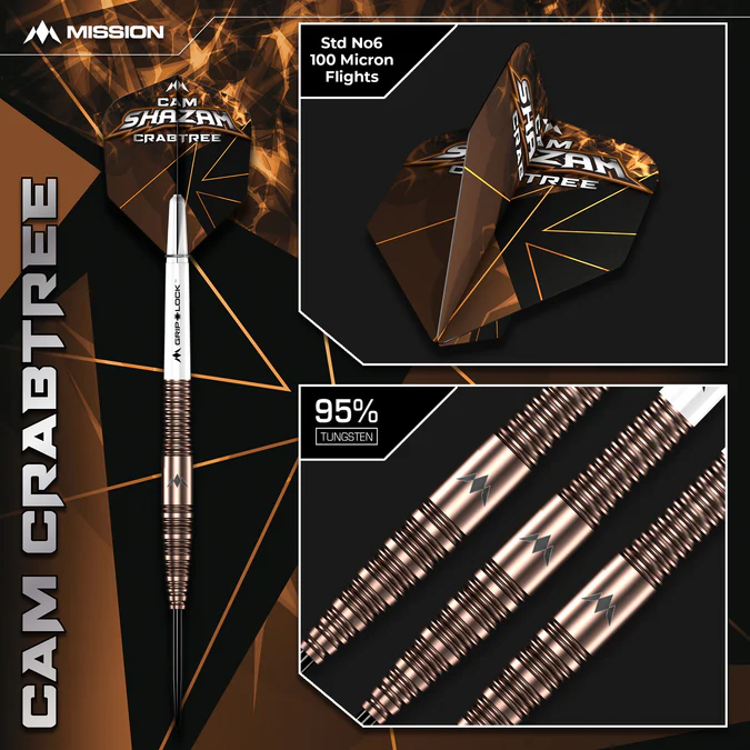 Mission Cam Crabtree V2 Darts - 95% Tungsten - Steeldart