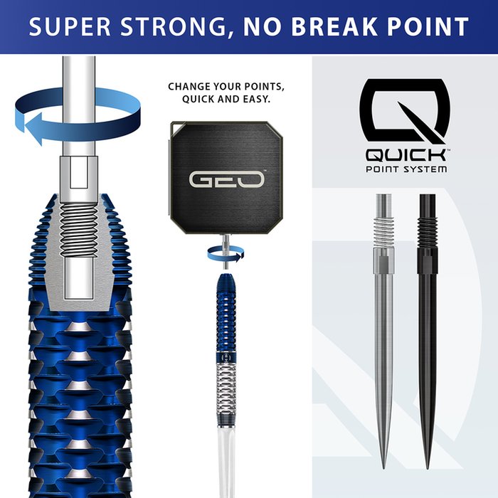 Harrows Geo - Quick Point Darts inkl. Zubehör - Steeldarts