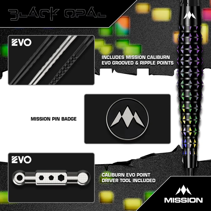 Mission Black Opal 95% Tungsten Darts - Multicolor - Steeldart