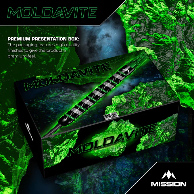 Mission Moldavite 95% Tungsten Darts - Black/Green - Steeldart