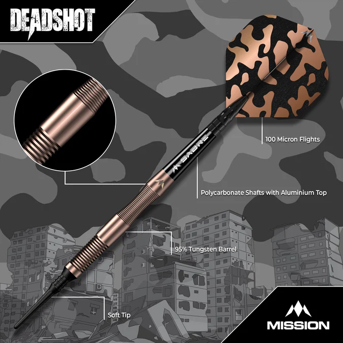 Mission Dead Shot Darts - 95% Bronze - Softdart