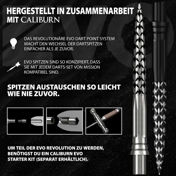 Mission Caliburn EVO Dart Points - Mission Logo Wechselspitzen - Silver