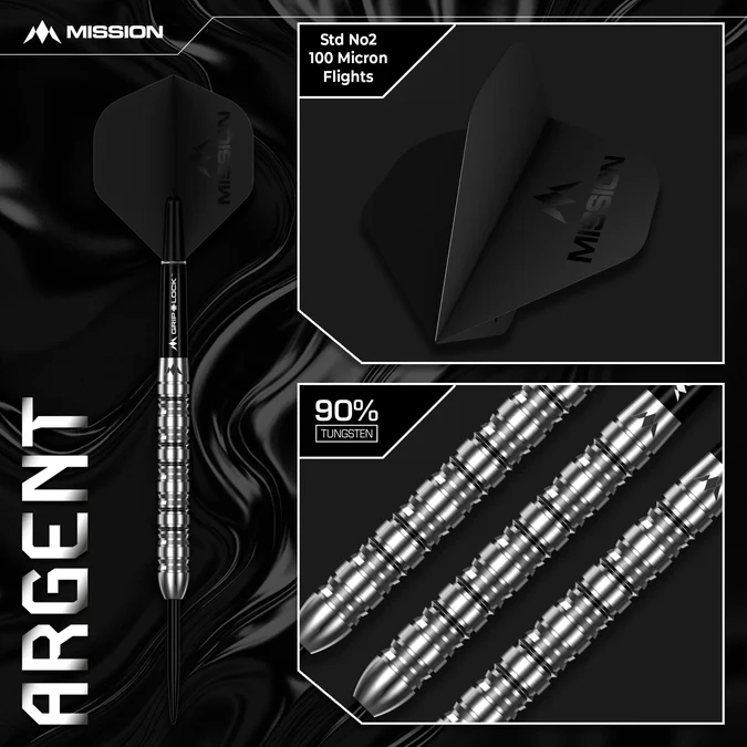 Mission Argent 90% Tungsten Darts - Silver - Steeldart