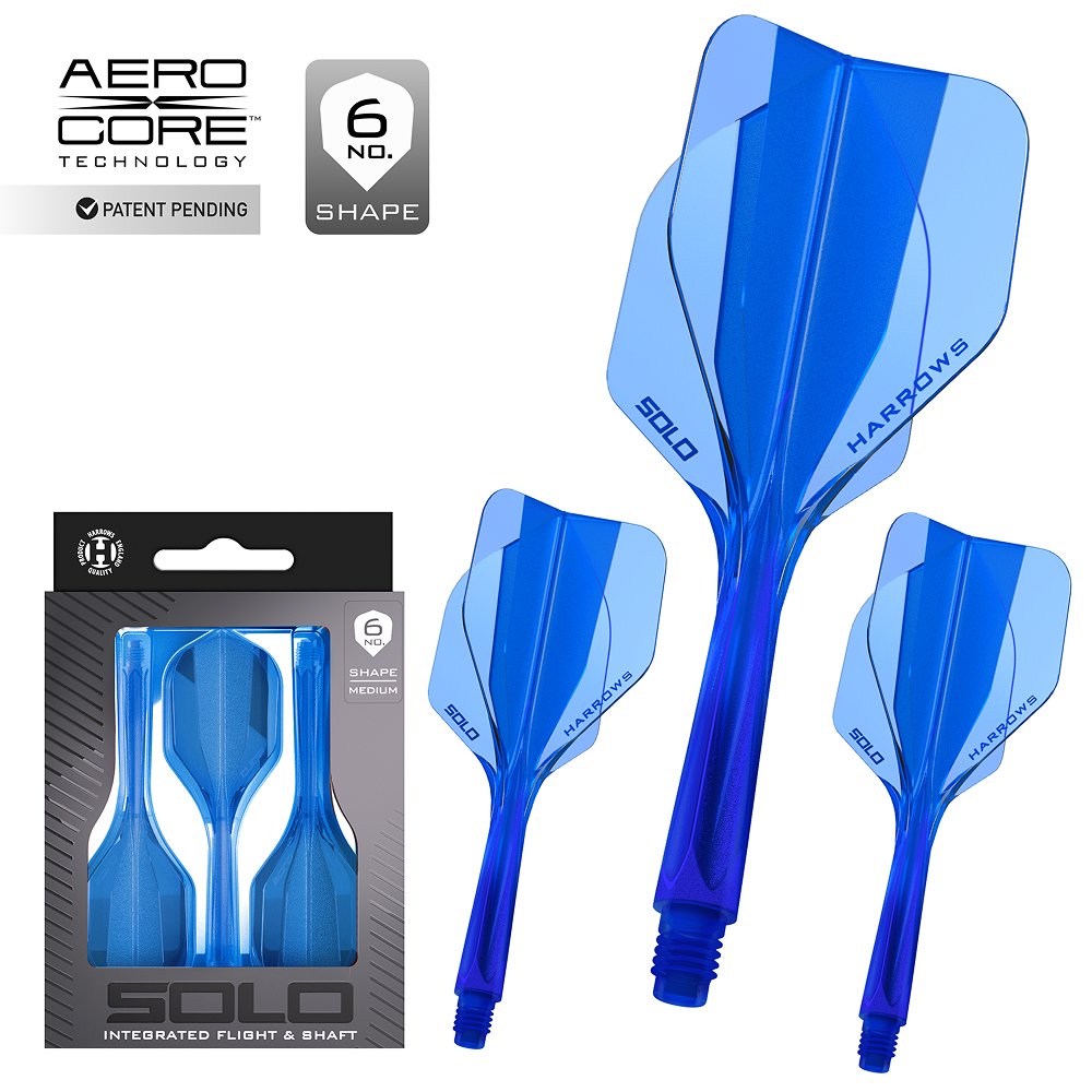 Harrows Solo Integrated Flight- Shaftsystem - No6 Shape - Blue
