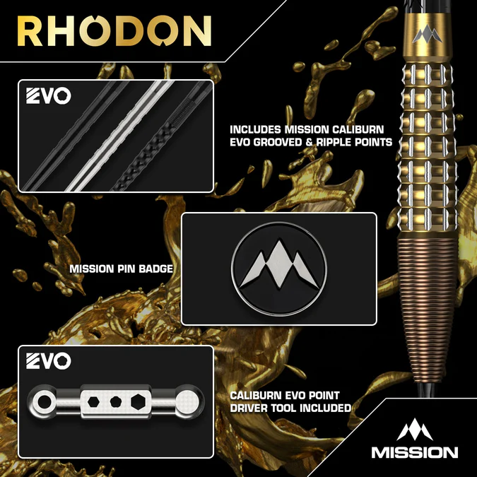 Mission Rhodon 95% Tungsten Darts - Bronze/Gold - Steeldart