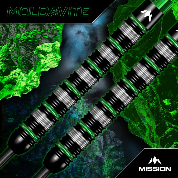 Mission Moldavite 95% Tungsten Darts - Black/Green - Steeldart