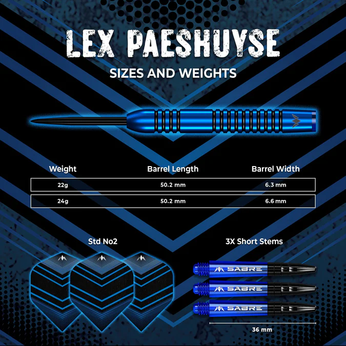 Mission Lex Paeshuyse Darts - 90% Blue & Black - Steeldart