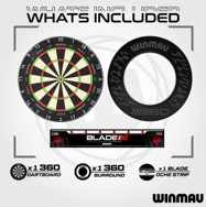 Winmau Blade 360 Darboard - Surround - Darts - Bundle