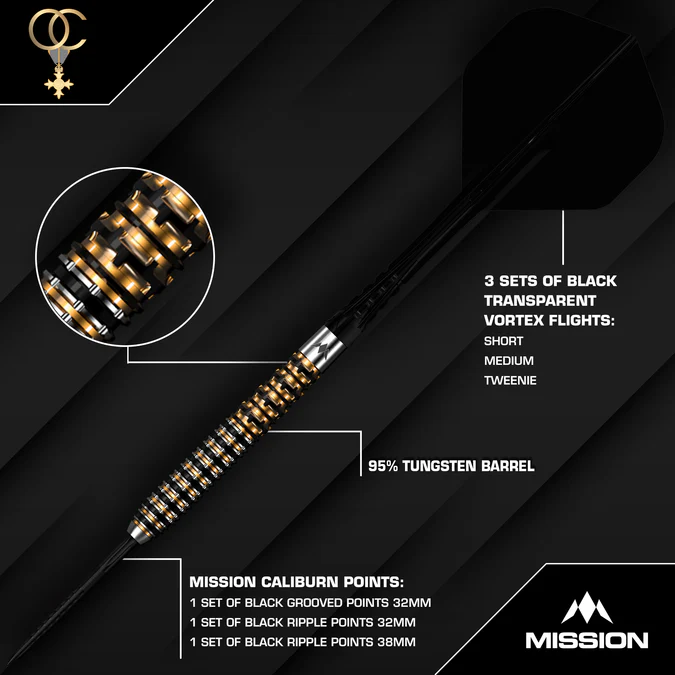 Mission Olly Croft OBE Black and Gold Darts - 95% Limited Edition - Steeldart