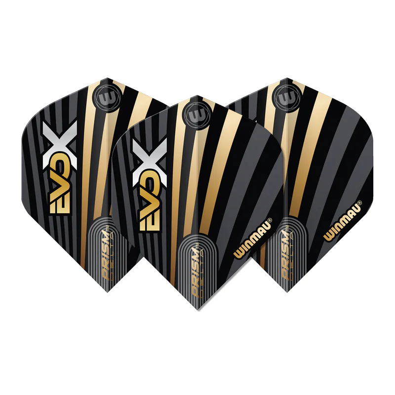 Winmau Prism Delta MvG EvoX Dart Flights - Black & Gold