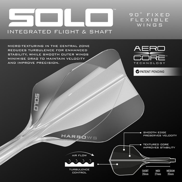 Harrows Solo Integrated Flight- Shaftsystem - No6 Shape - Clear