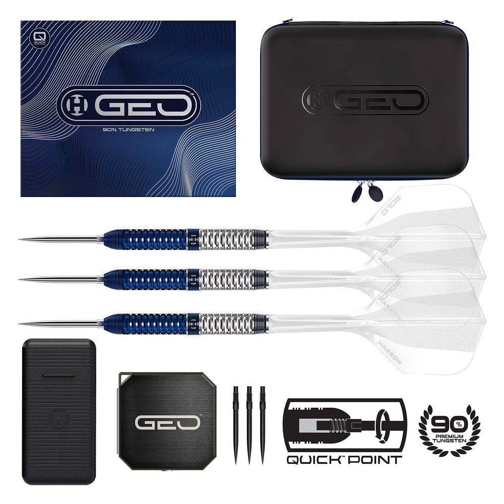 Harrows Geo - Quick Point Darts inkl. Zubehör - Steeldarts