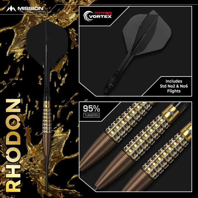 Mission Rhodon 95% Tungsten Darts - Bronze/Gold - Steeldart