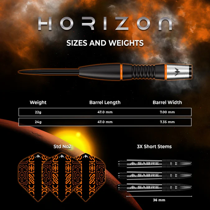 Mission Horizon Darts - 95% Black & Orange - Steeldart