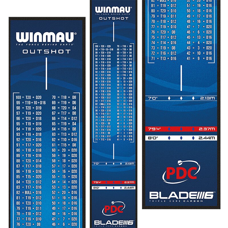 Winmau Dart Outshot PDC Dart Mat - Dartmatte Blau