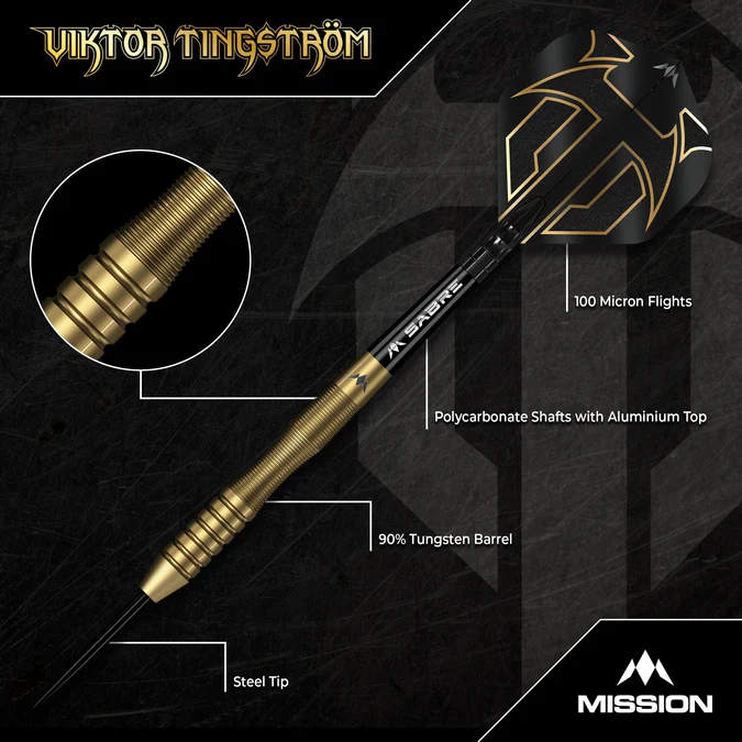 Mission Viktor Tingstrom Darts - 90% - Gold - Steeldart