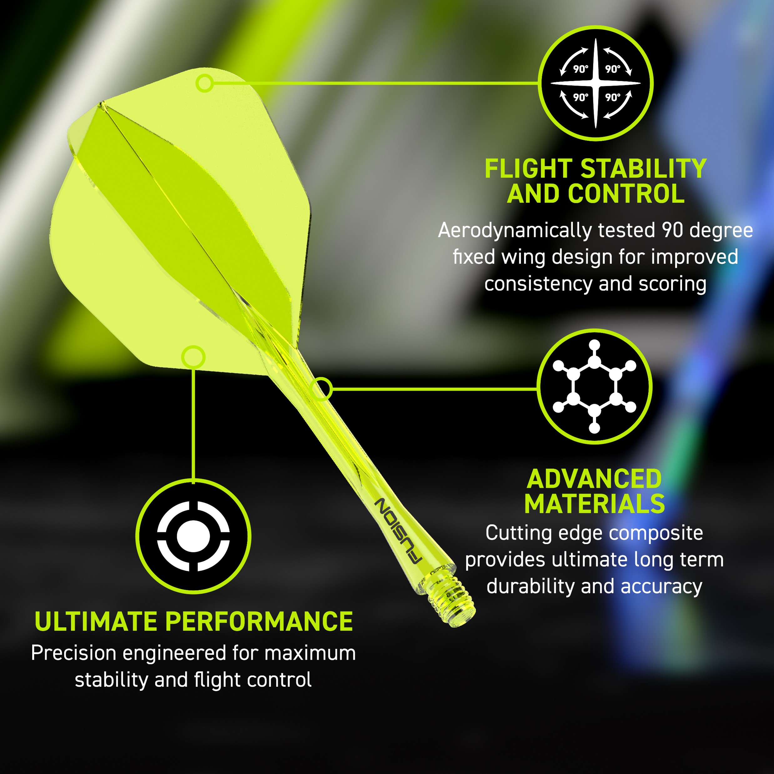 Winmau Fusion No6 Integrated Flight & Shaft - neon yellow