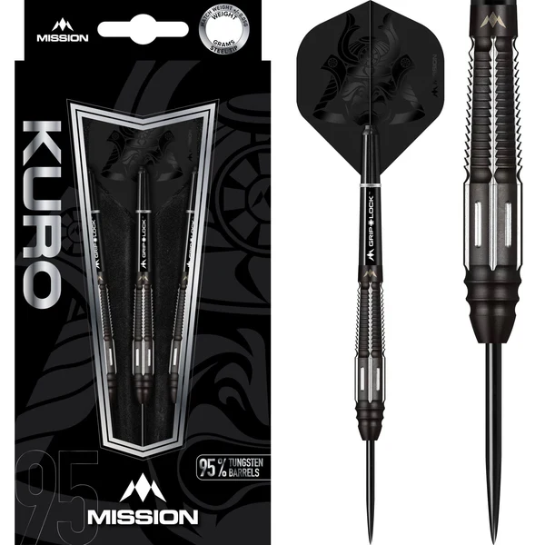 Mission Kuro Darts - Black M4 - Rear Taper - Steeldart