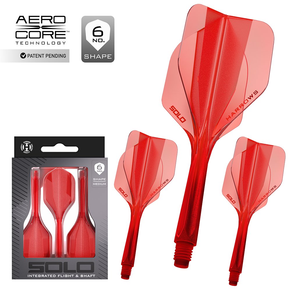Harrows Solo Integrated Flight- Shaftsystem - No6 Shape - Red