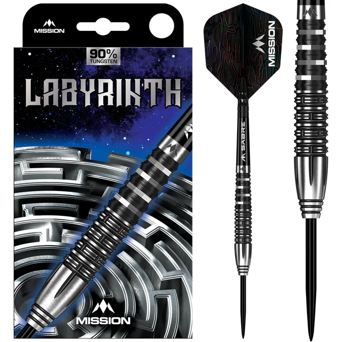 Mission Labyrinth 90% Tungsten Darts - Black - Steeldart