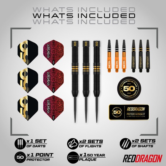 Peter Wright - 50 Years Red Dragon - Limited Edition - Steeldart