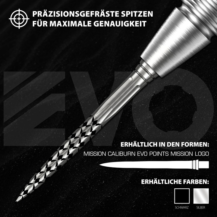 Mission Caliburn EVO Dart Points - Mission Logo Wechselspitzen - Silver