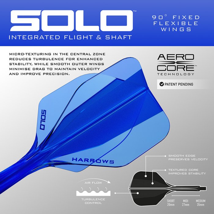 Harrows Solo Integrated Flight- Shaftsystem - No6 Shape - Blue