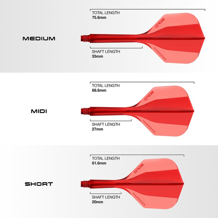 Harrows Solo Integrated Flight- Shaftsystem - No6 Shape - Red