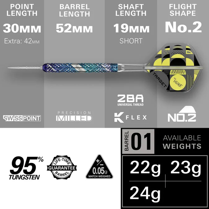 Luke Littler Edge 95K Target Swisspoint Darts - Steeldart