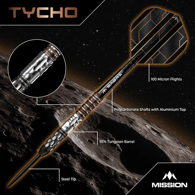 Mission Tycho Darts - 95% Black & Bronze - Steeldart