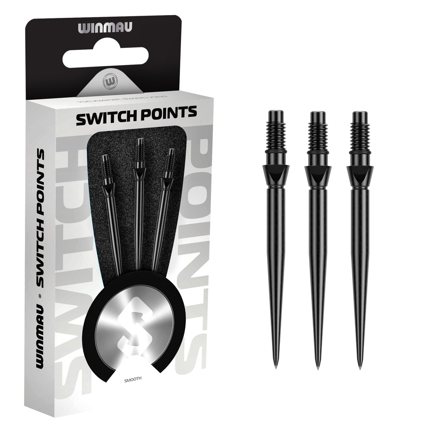 Winmau Switch Point Smooth - Wechselspitzen Schwarz