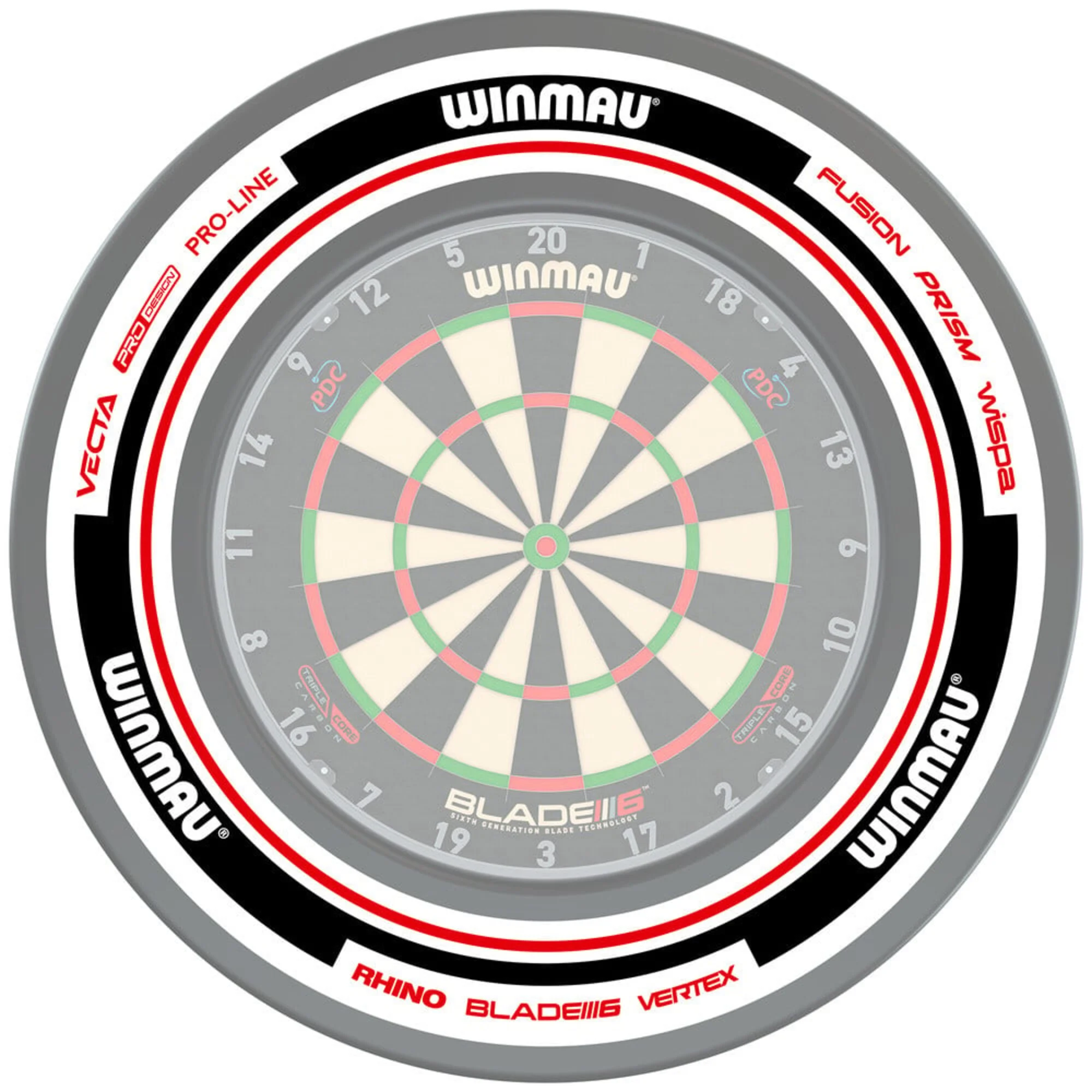 Winmau Advance Dartboard Surround -  White/Red