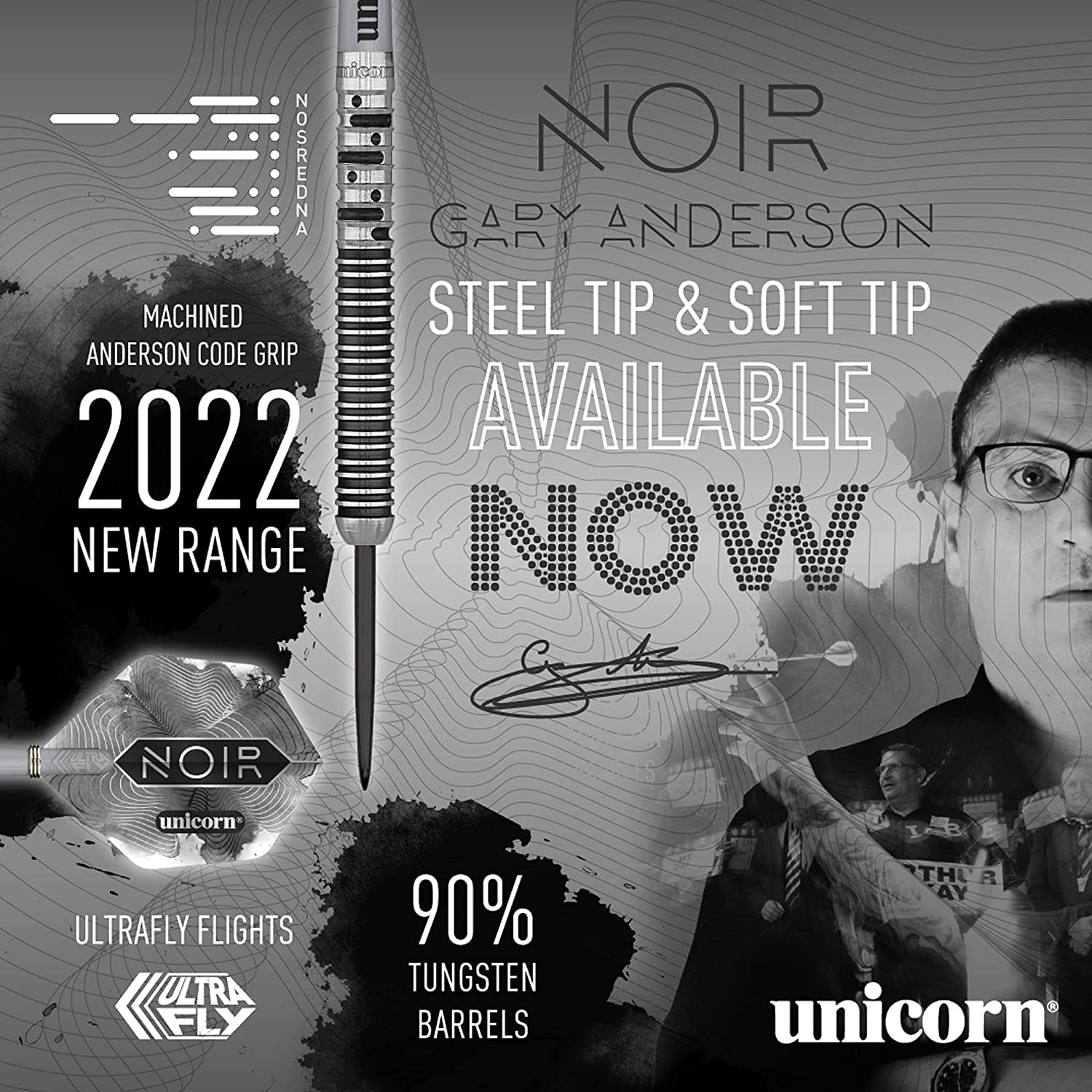 Gary Anderson Phase 5 World Champion NOIR Unicorn - Steeldart