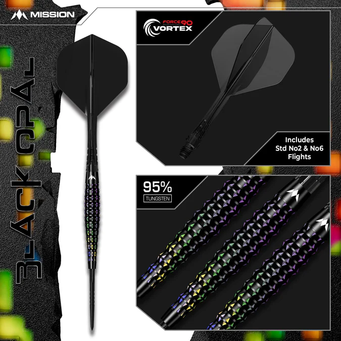 Mission Black Opal 95% Tungsten Darts - Multicolor - Steeldart