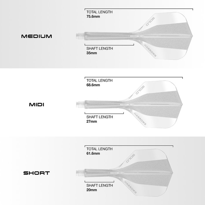 Harrows Solo Integrated Flight- Shaftsystem - No6 Shape - Clear