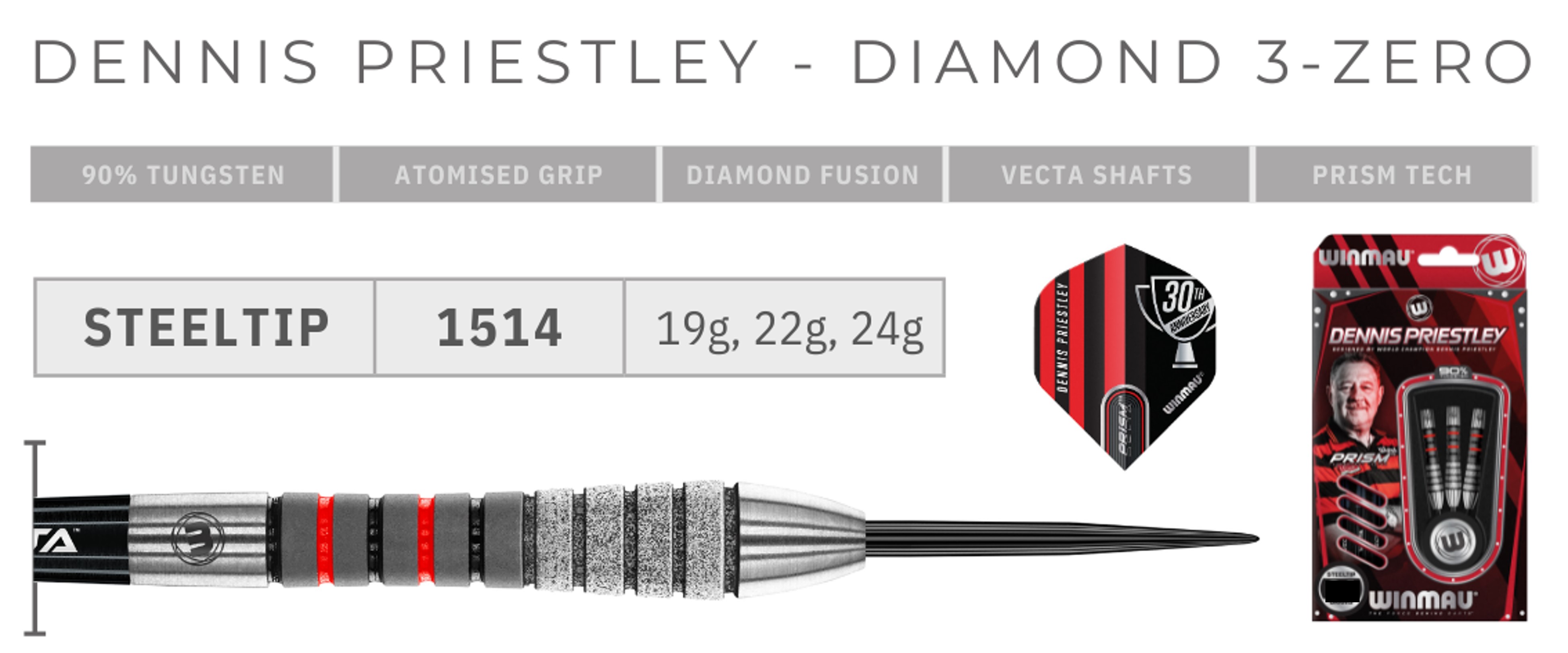 Dennis Priestley Diamond 3-Zero Winmau - Steeldart