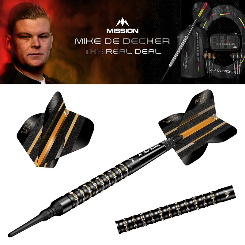 Mike De Decker 95% Tungsten - Black & Gold Mission - Softdart