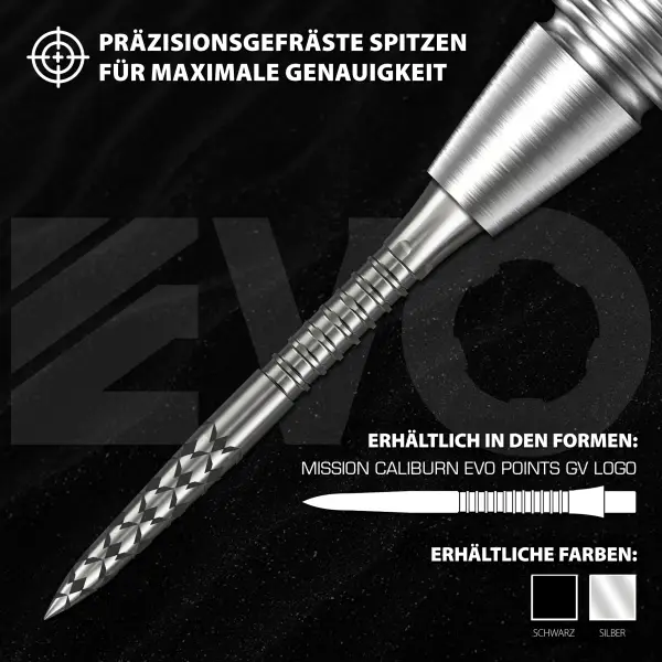 Mission Caliburn EVO Dart Points - GV Logo Wechselspitzen - Silver