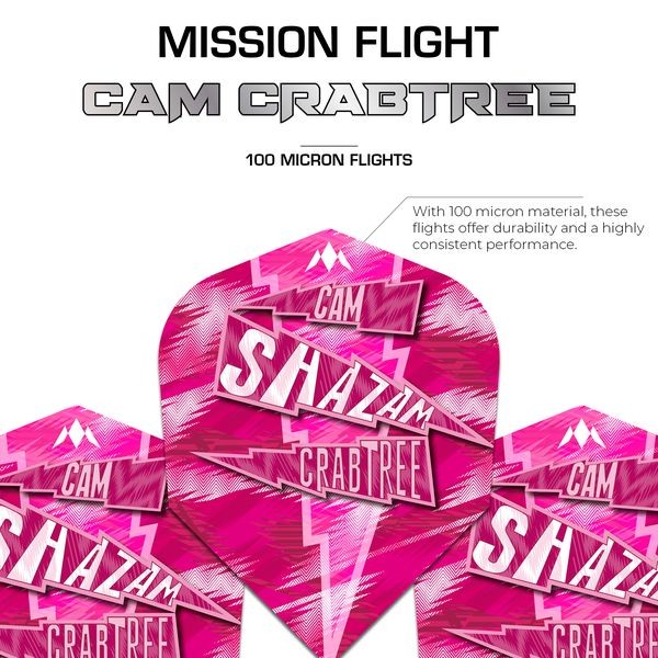 Mission  Solo Dart Flights - Standard No6 - Cam Crabtree - Pink