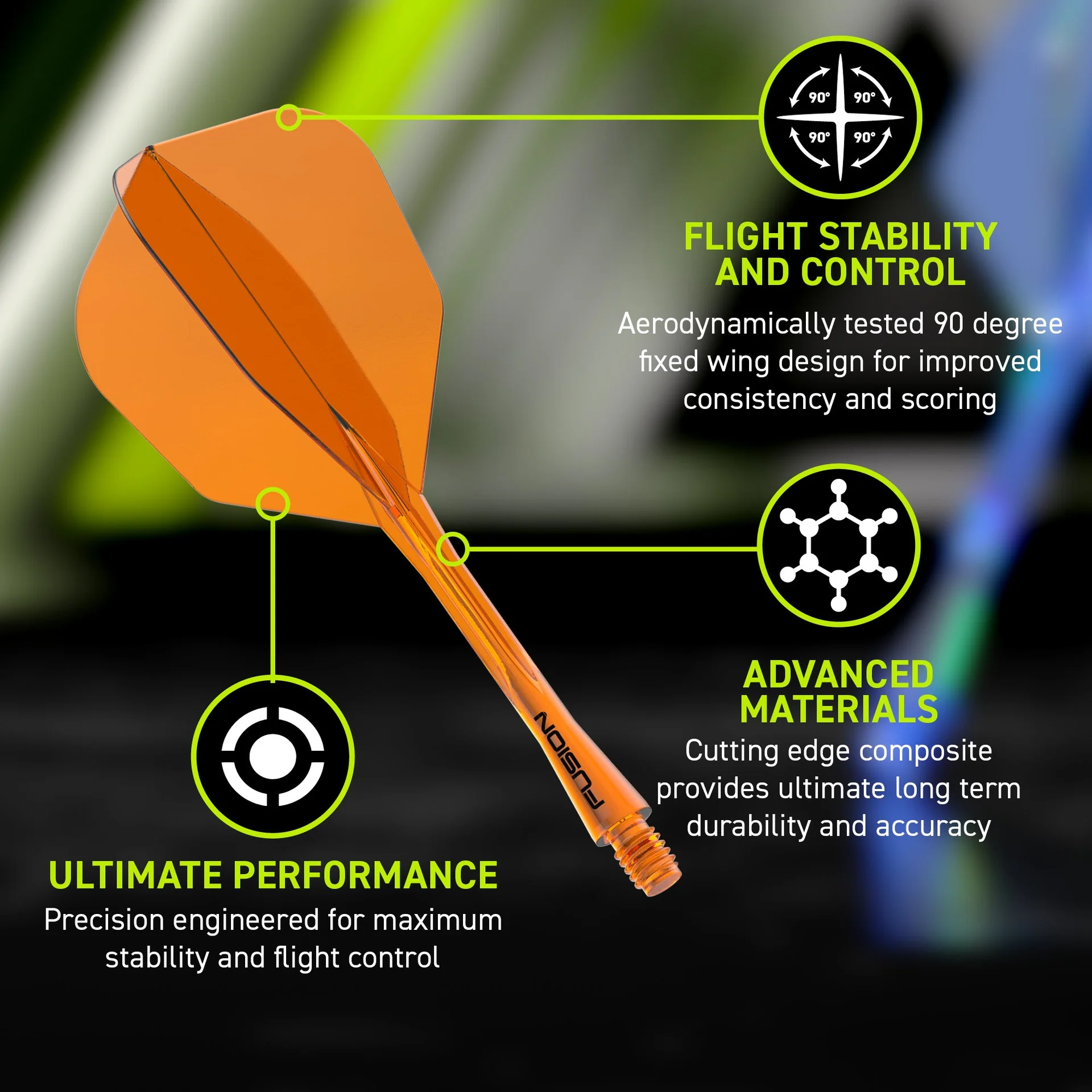 Winmau Fusion No6 Integrated Flight & Shaft - orange