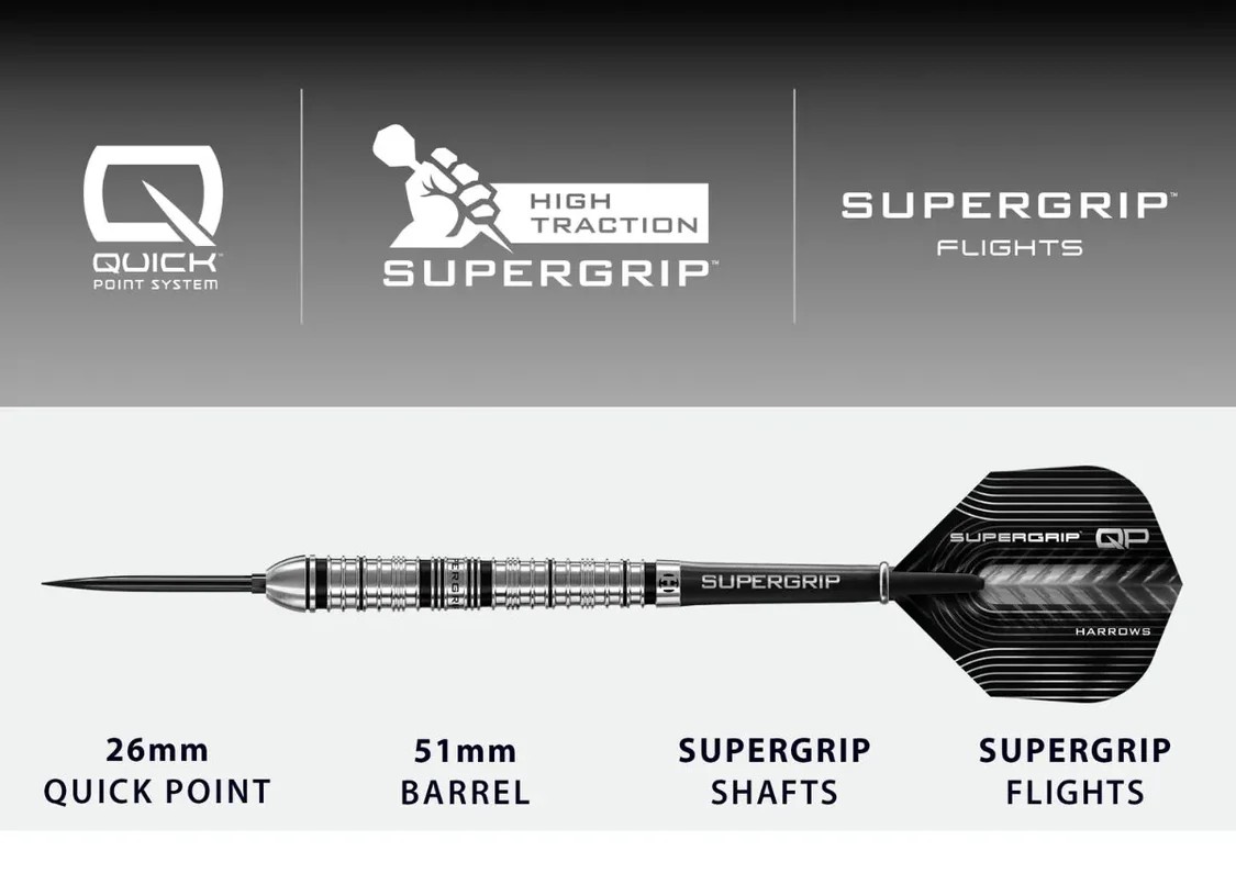 Harrows Supergrip QP - Quick Point Darts - Steeldarts