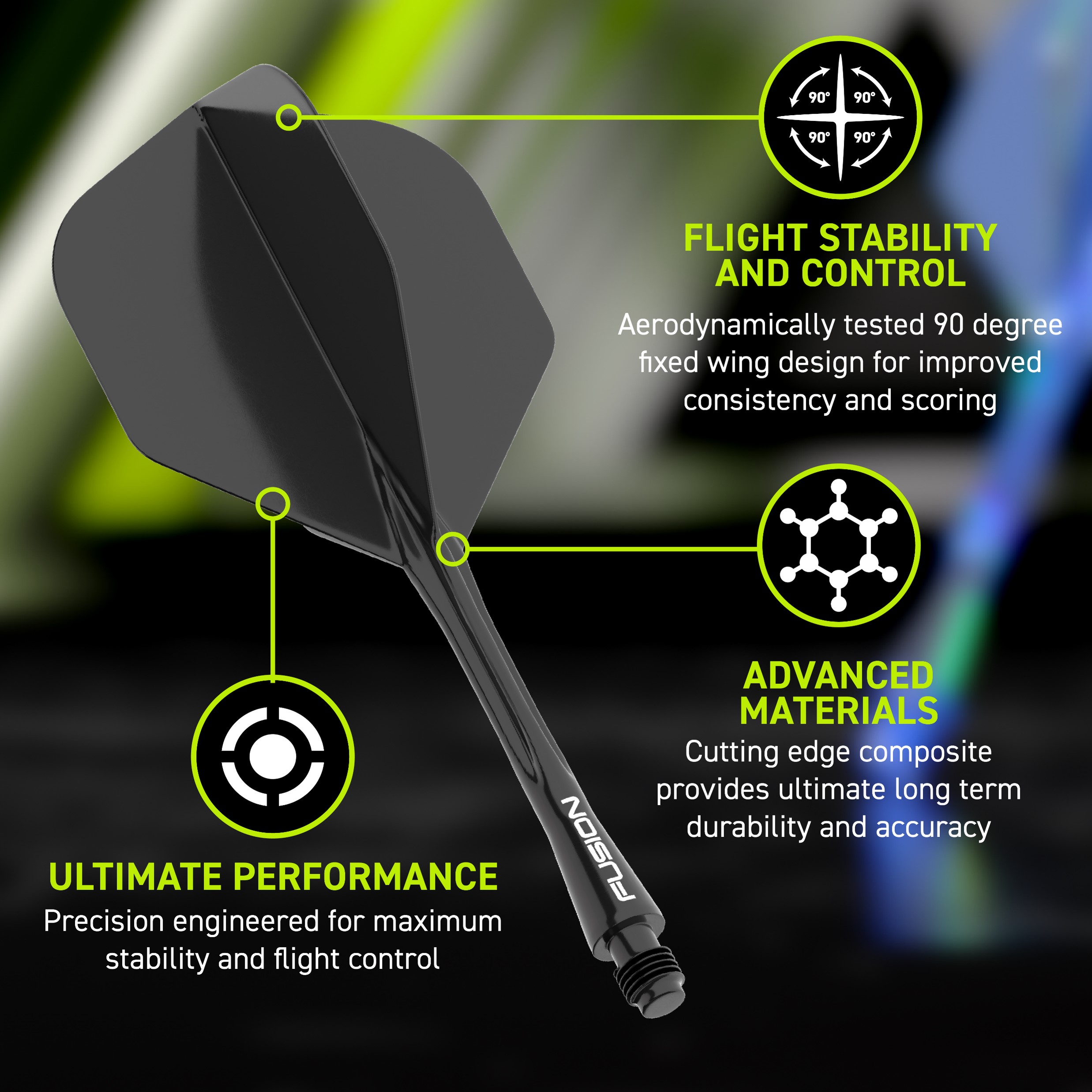 Winmau Fusion No6 Integrated Flight & Shaft - black