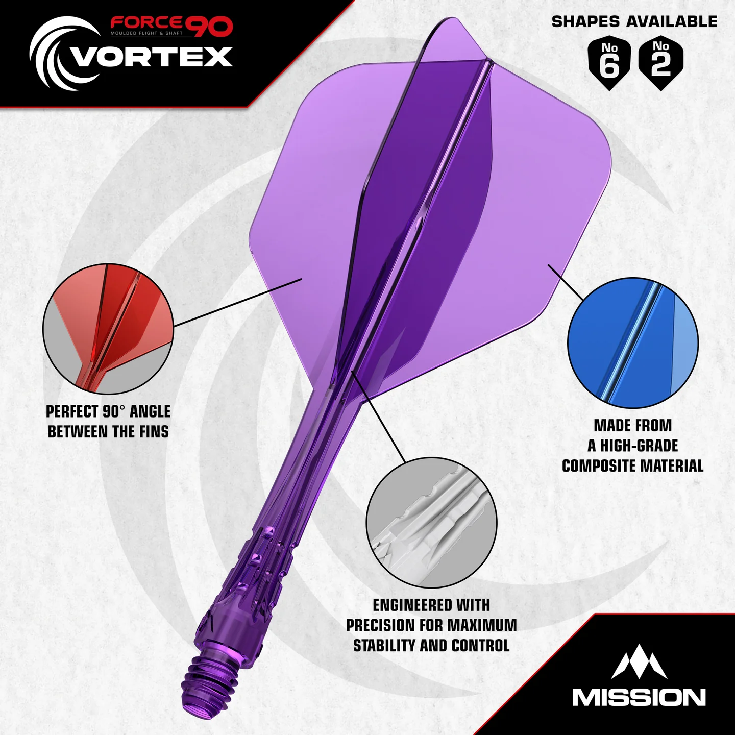 Mission - Force 90 Vortex - Flight-Shaftsystem - Standard No6 - Neon orange