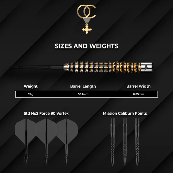 Mission Olly Croft OBE Black and Gold Darts - 95% Limited Edition - Steeldart