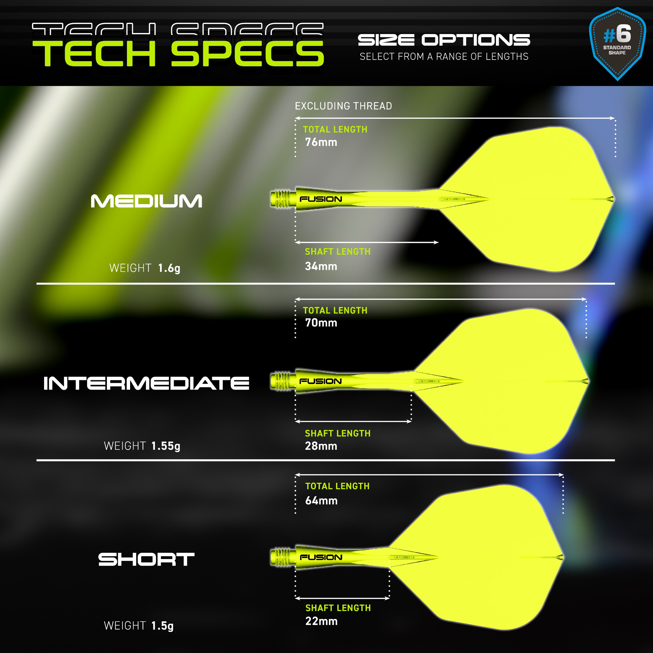 Winmau Fusion No6 Integrated Flight & Shaft - neon yellow
