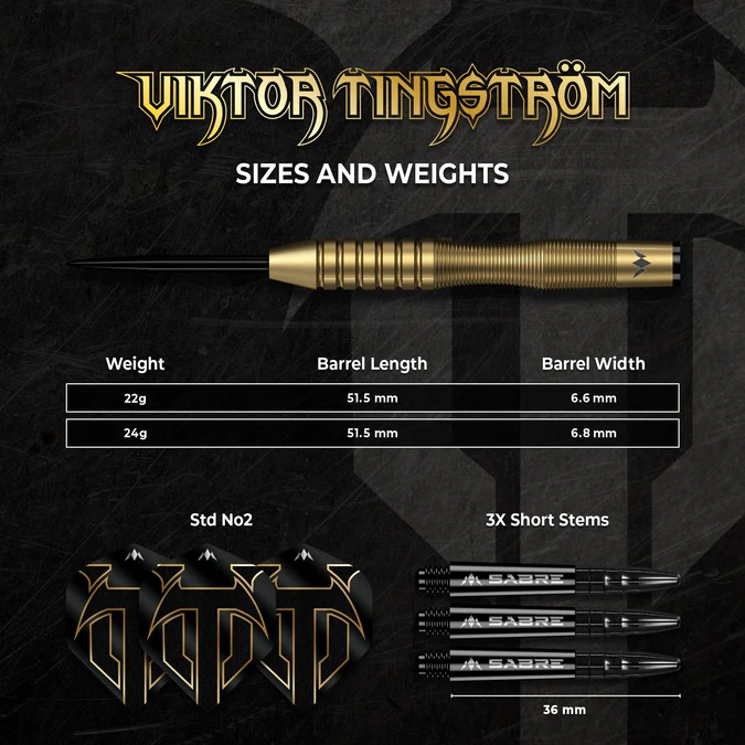 Mission Viktor Tingstrom Darts - 90% - Gold - Steeldart